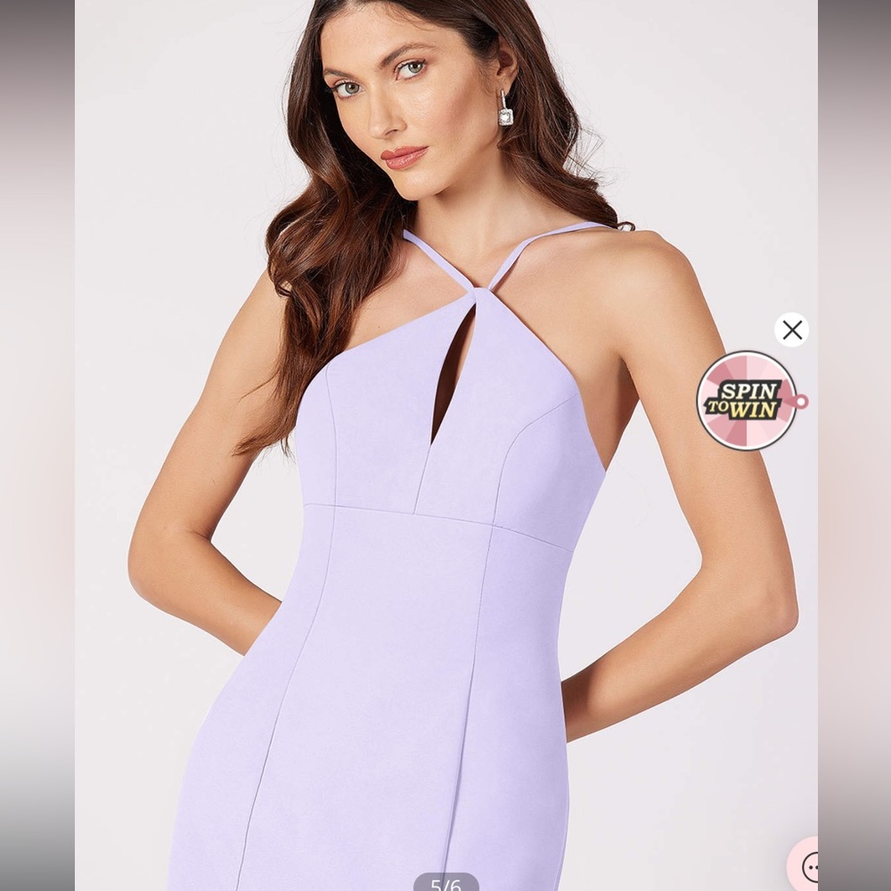 Azazie bridesmaid halter floor length dress Livy in lilac - size A10. Used.